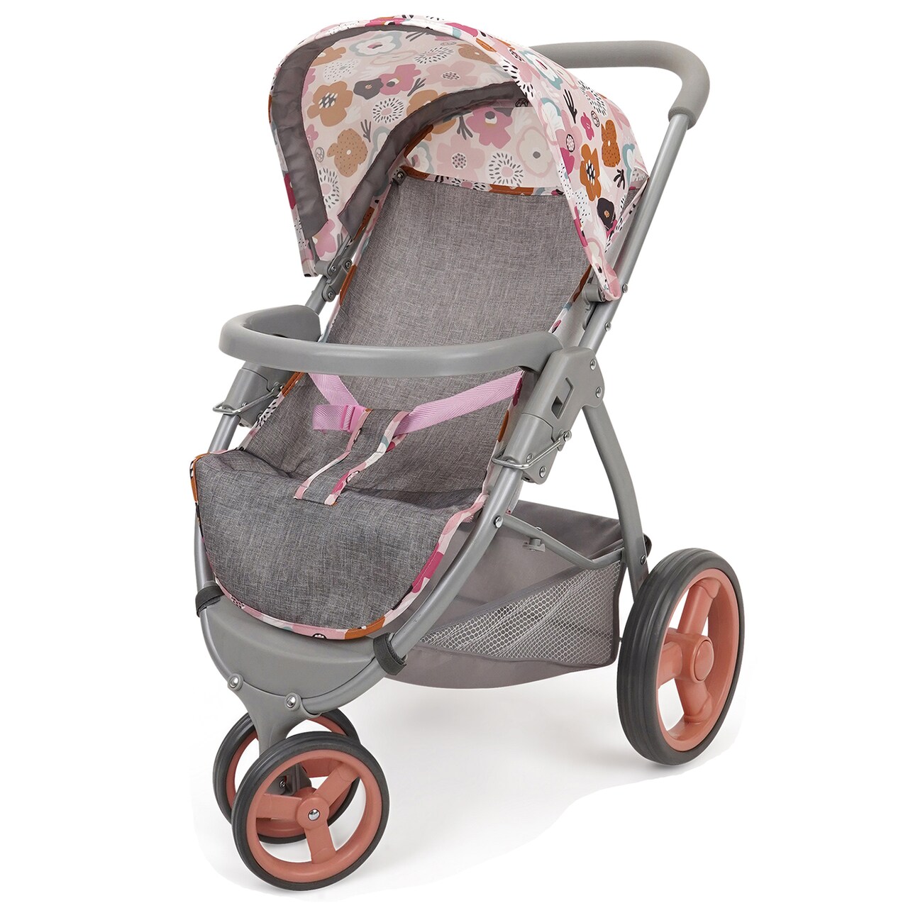 509 Crew: Melange Flora - Mabelle 3-Wheel Doll Jogger Stroller - Accessory For Dolls Up To 24", Large Canopy, Foldable Design, Kids Toy, Ages 3+